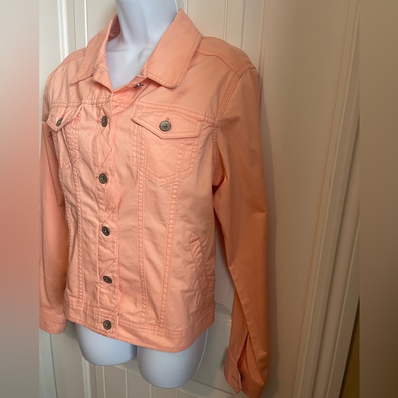 Sonoma NWT Lightweight Peach Jean Jacket w/ Long Sleeves, Size L - Picture 5 of 7